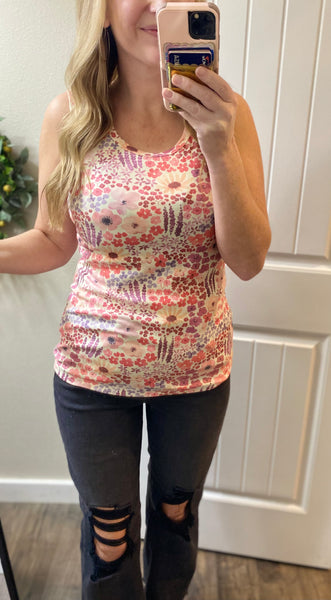 MM Coral Floral Crew Tank