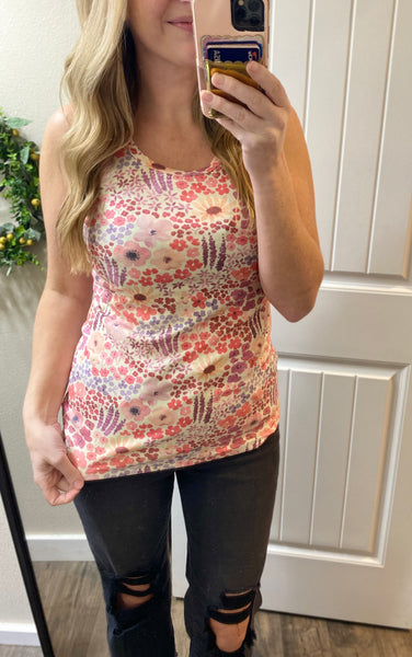 MM Coral Floral Crew Tank