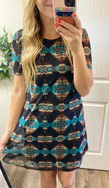 Aztec Mesh Dress