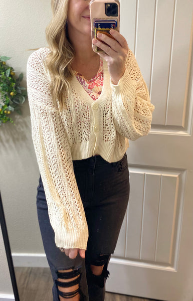 MM Open Knit Crop Cardigans