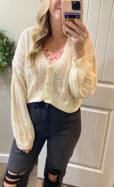 MM Open Knit Crop Cardigans