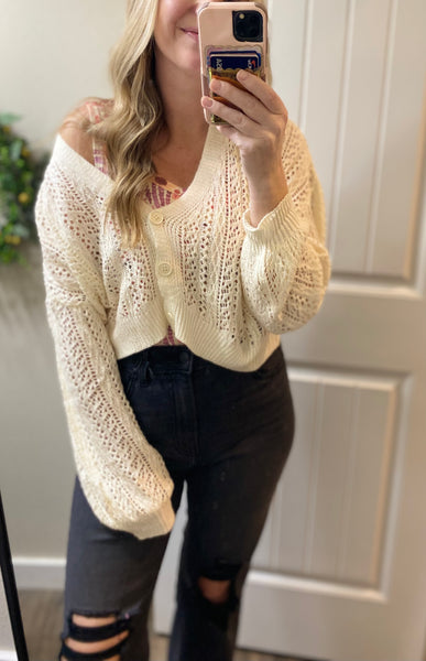 MM Open Knit Crop Cardigans