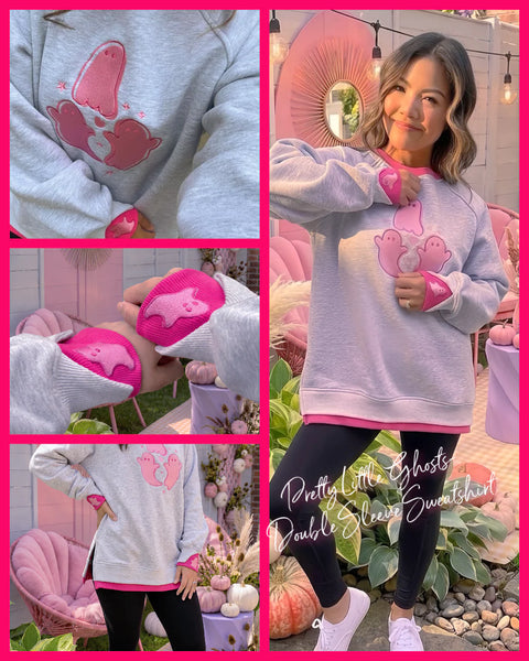 Preorder Pretty Little Ghost or Pumpkin Double Cuff Pullover