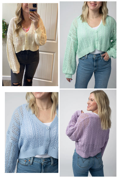 MM Open Knit Crop Cardigans