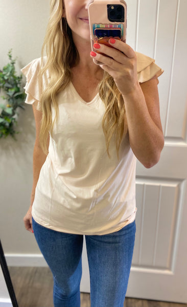 Aztec Ruffle Short Sleeve Top