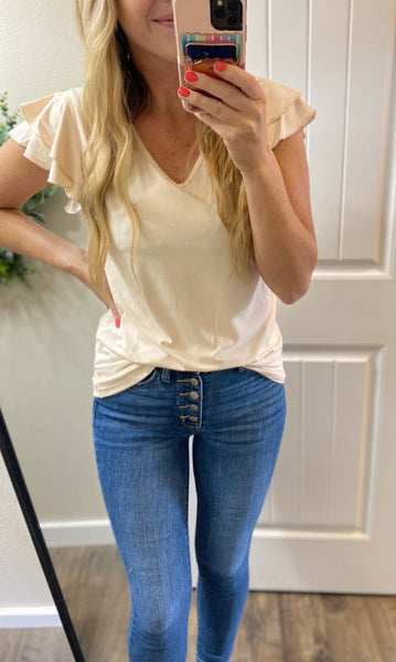 Aztec Ruffle Short Sleeve Top