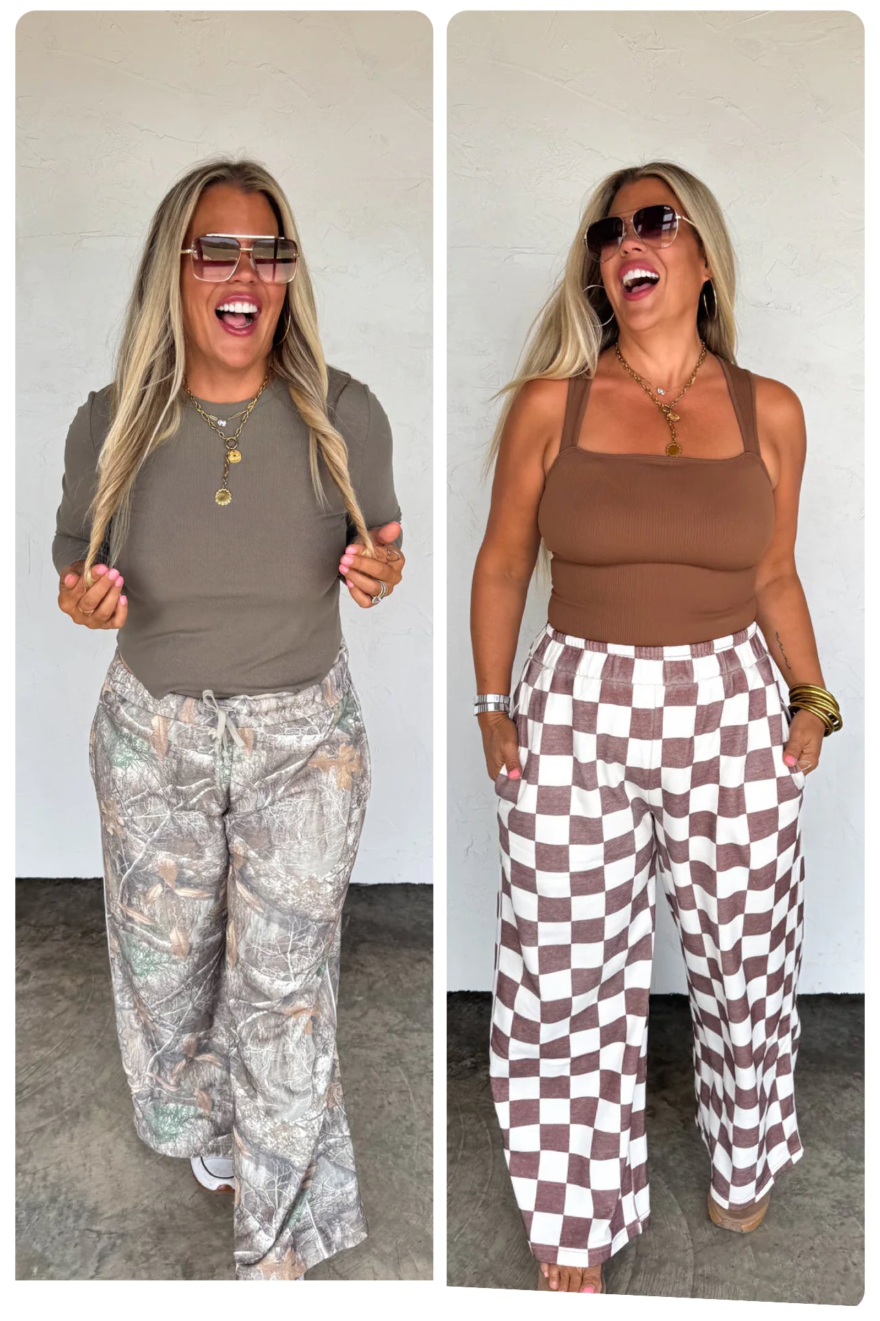 PREORDER Blakeley Camo/Checkered Wide Leg Joggers