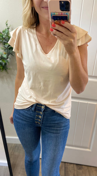Aztec Ruffle Short Sleeve Top