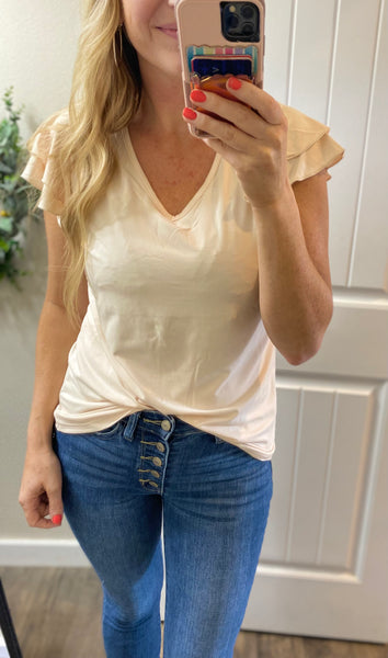 Aztec Ruffle Short Sleeve Top