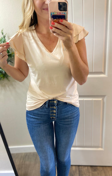 Aztec Ruffle Short Sleeve Top