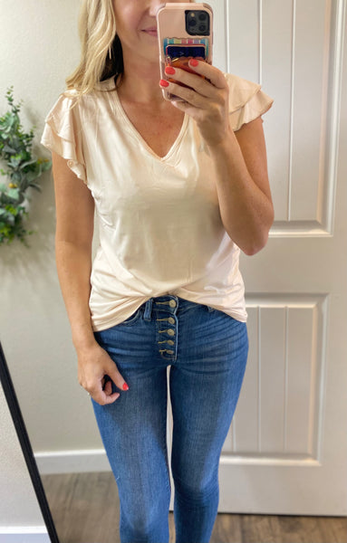 Aztec Ruffle Short Sleeve Top