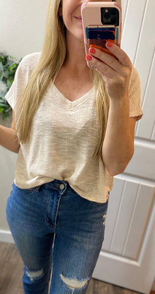 Beige Short Sleeve Crop Tee