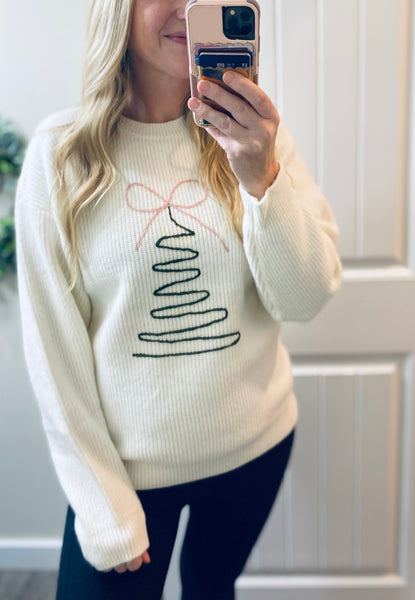 Ampersand Ave. Embroidered Yarn Tree Sweater