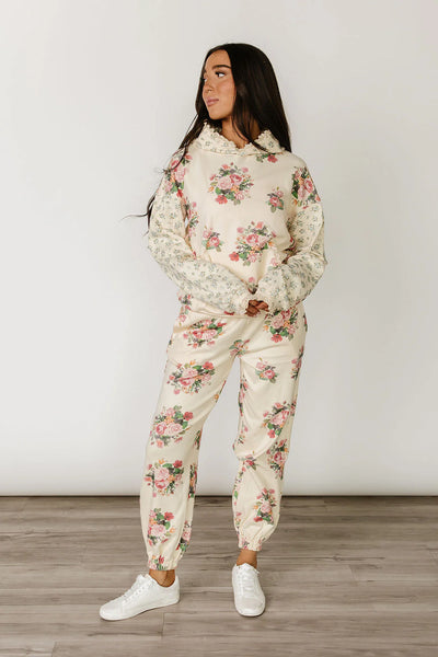 Ampersand Ave. Cream Floral Hoodie/Joggers