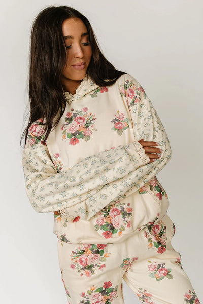 Ampersand Ave. Cream Floral Hoodie/Joggers