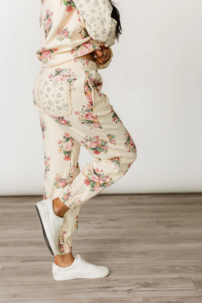 Ampersand Ave. Cream Floral Hoodie/Joggers