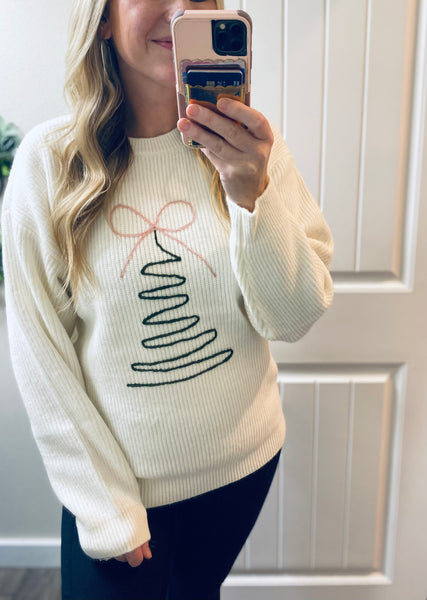 Ampersand Ave. Embroidered Yarn Tree Sweater