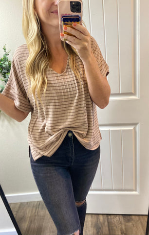 Sale! Taupe Striped Dolman Sleeve Top
