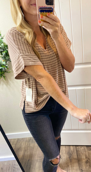 Sale! Taupe Striped Dolman Sleeve Top