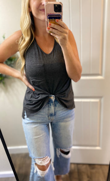 Charcoal Pocket Sleeveless Top