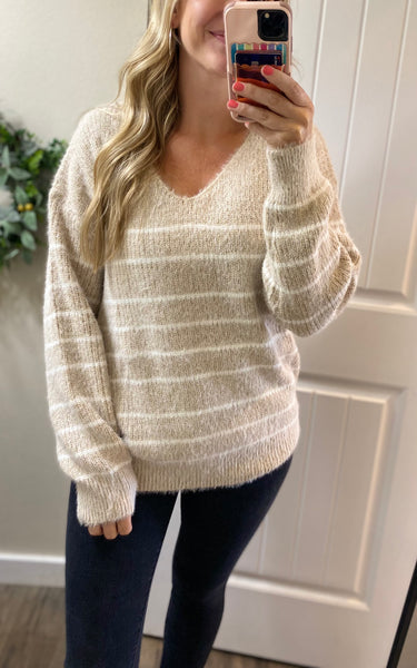Natural Cozy Striped Sweater