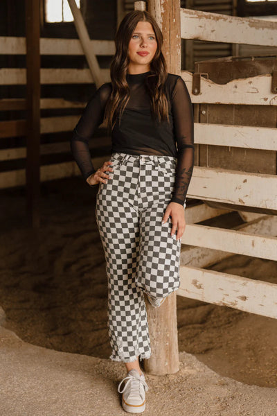 SK Checkered Crop Denim