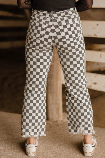 SK Checkered Crop Denim