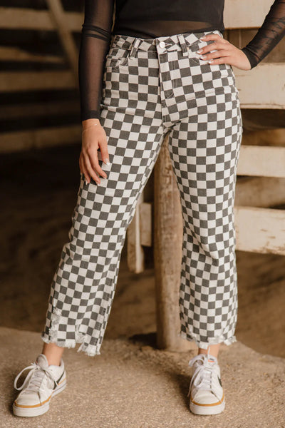 SK Checkered Crop Denim