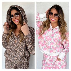 PREORDER: Floral & Cheetah Easy Does it Pullover Hoodie