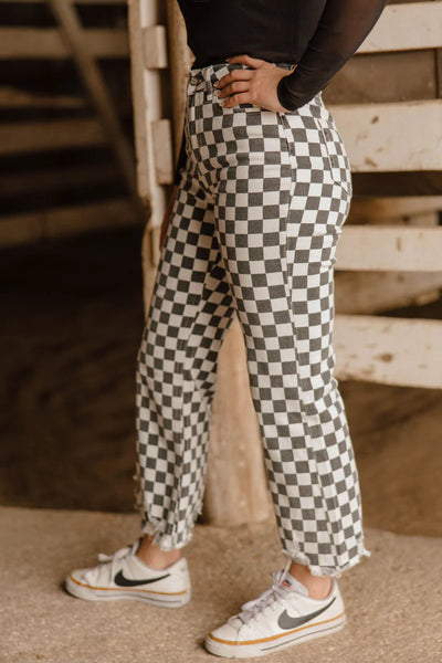 SK Checkered Crop Denim