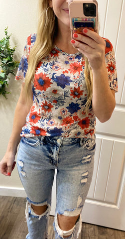 Floral American Short Sleeve Top