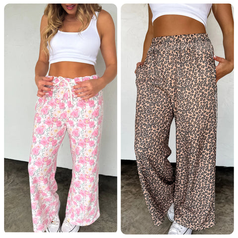 PREORDER: Floral & Cheetah Wide Leg Joggers