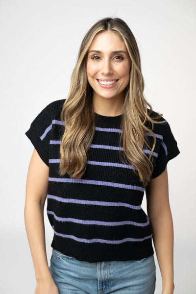MM Striped Sweater Short Sleeve Top