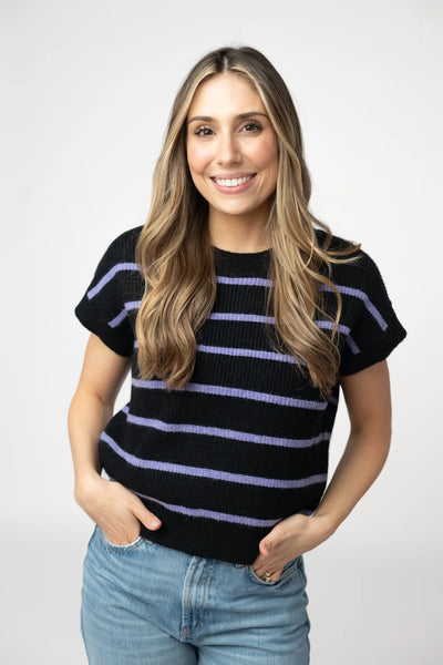 MM Striped Sweater Short Sleeve Top