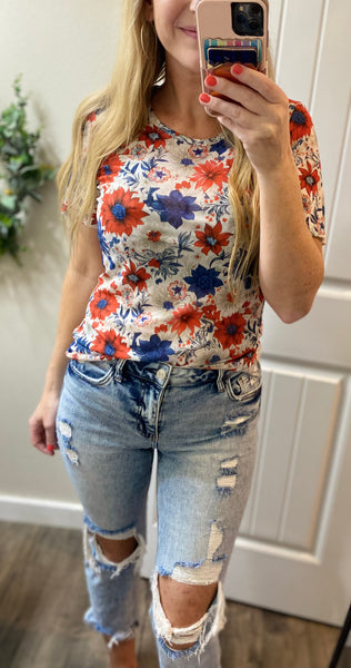 Floral American Short Sleeve Top