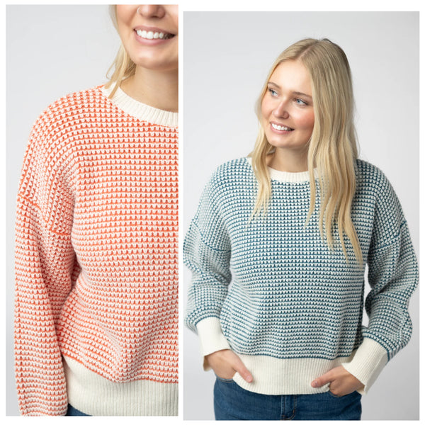 MM Textured Sweater (Orange/Ivory or Teal/Ivory)