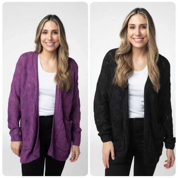 MM Fall Open Knit Cardigans (Purple or Black)