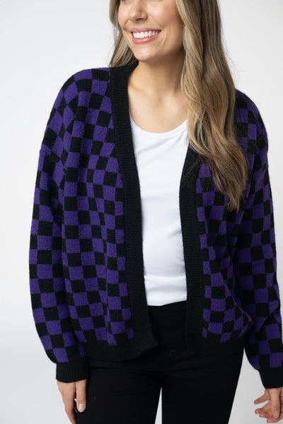 MM Purple/Black Checkered Cardigan