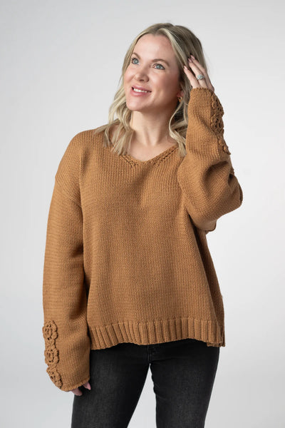 MM Camel Crochet Sweater