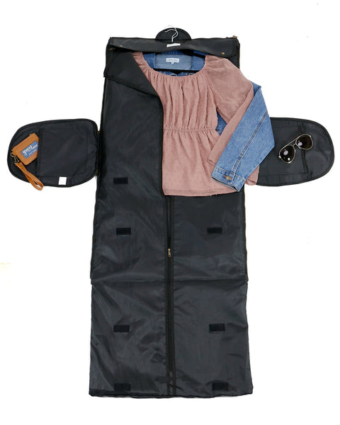 Ruffle Garment Bag in Cognac or Black