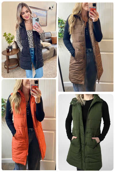 MM Long Vests (NEW Colors-Brown, Dark Green, Pumpkin, restock Black)