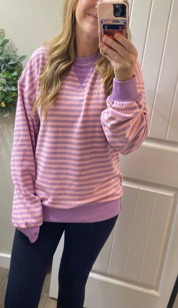 Ampersand Ave. Fleece Oversized Orchid Stripes Pullover