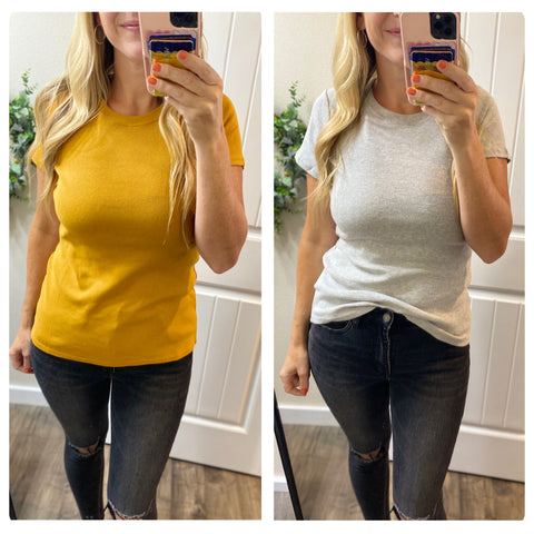 Soft Crew Tees (Grey or Mustard)