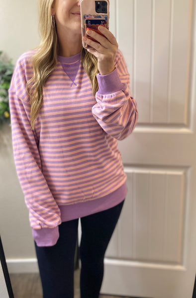 Ampersand Ave. Fleece Oversized Orchid Stripes Pullover