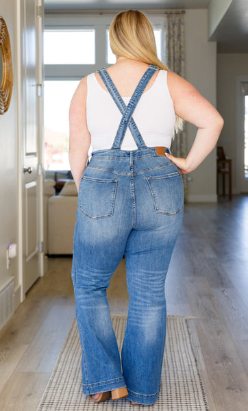 Judy Blue Tummy Control Retro Flare Overalls