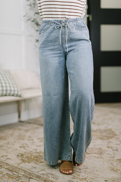 Judy Blue Palazzo Featherweight Denim with Drawstring