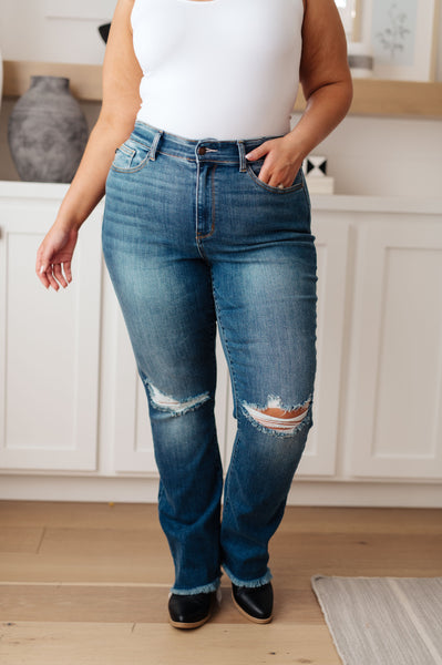 Judy Blue High Rise Distressed Straight Denim