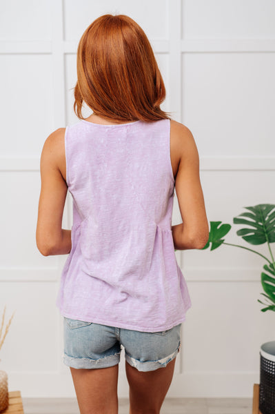 Mineral Wash V-Neck Blouse in Lavender
