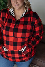 Cloud Red/Black Check Plaid 1/2 Zip Hoodie