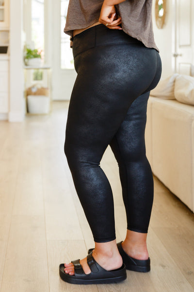 Foil High-Waisted Faux Leather Leggings